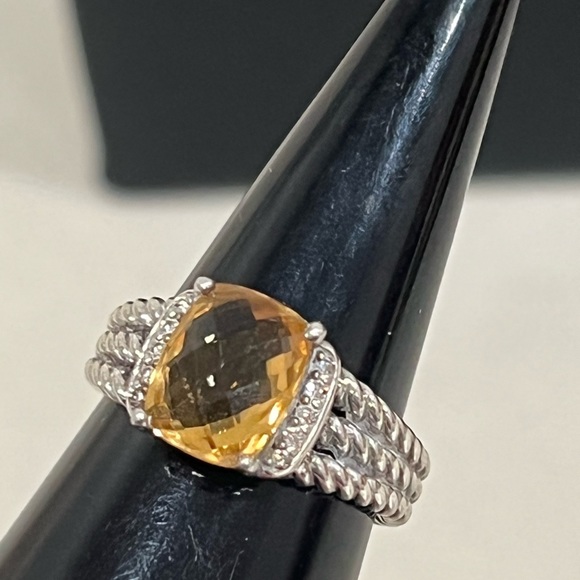 David Yurman Sterling Silver Wheaton Citrine with Diamonds Size 8 - Picture 12 of 12